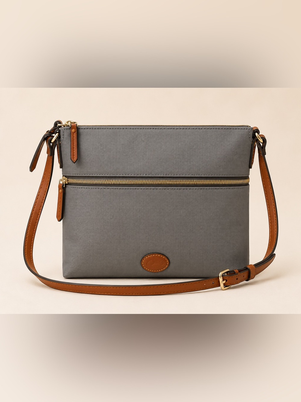 Dooney and Bourke Women’s Grey Crossbody Bag with Tan Trim